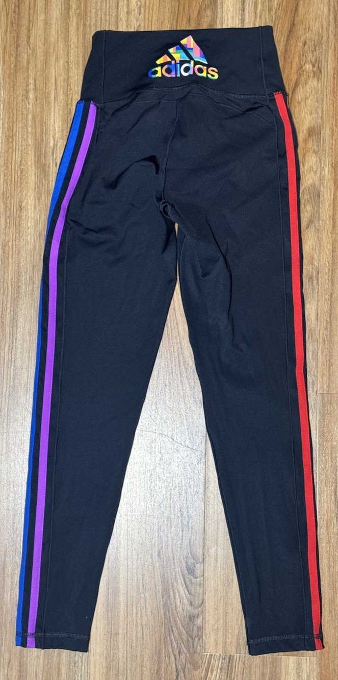 Adidas Pride Believe This 2.0 3-Stripes Rainbow Stripe Tights - Size S